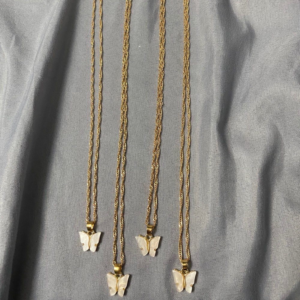 Butterfly Pendant Necklace in White
